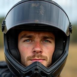 Jared with motorbike helmet